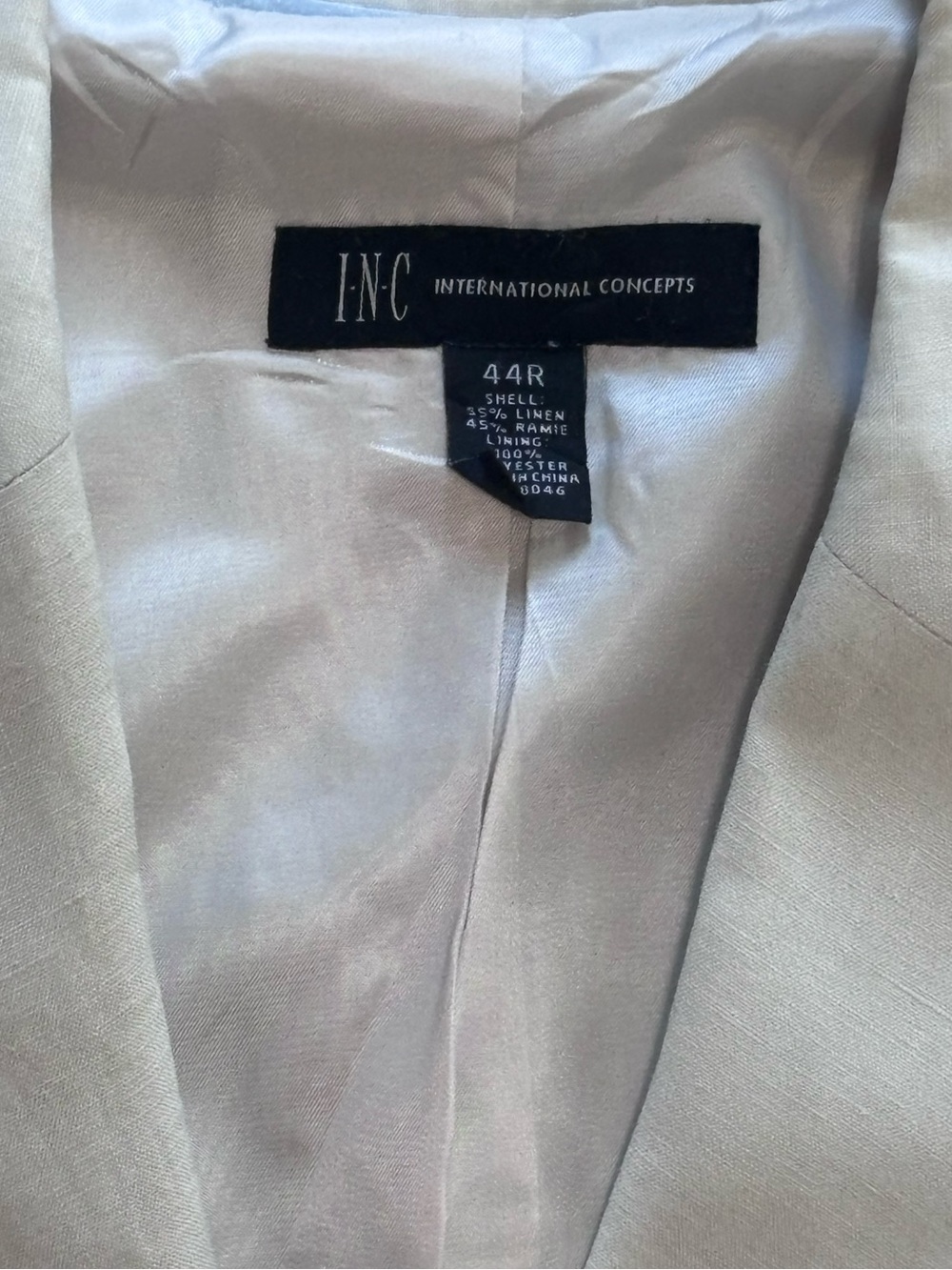 Linen Blend Sport Coat Blazer Tan 44R - Picture 3 of 5